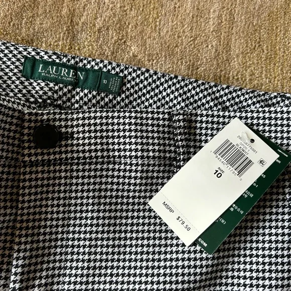 Lauren Ralph Lauren Stretch Knit Bermuda Shorts 10 black herringbone golf NWT - Picture 2 of 10